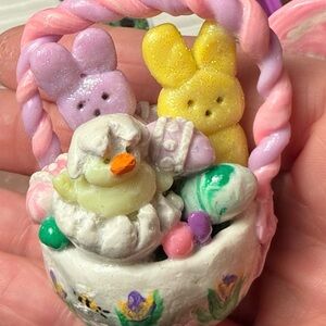 Colorful Easter Basket peeps collectible Figurine